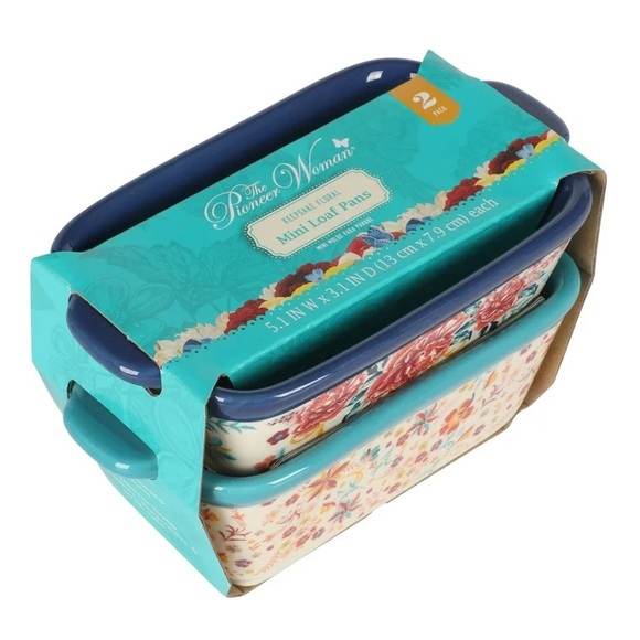 Gifted 🌺 New The Pioneer Woman Keepsake Floral 4.8" Ceramic Mini Loaf Pans - Picture 5 of 9